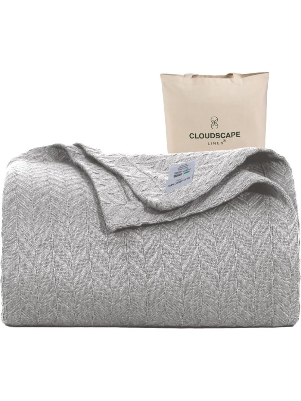 Lightweight King Size Cotton Blanket, Herringbone Pattern, 108x92, Charcoal Grey